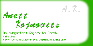 anett kojnovits business card